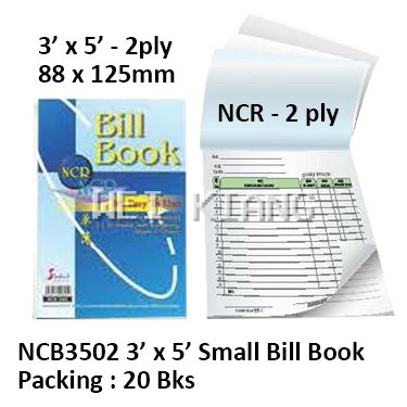 Bill Book NCR 3" x 5" 2ply NCB3502