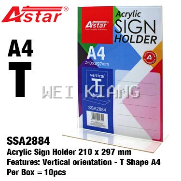 A4 Acrylic Sign Holder ASTAR - Vertical T Shape - SSA2884